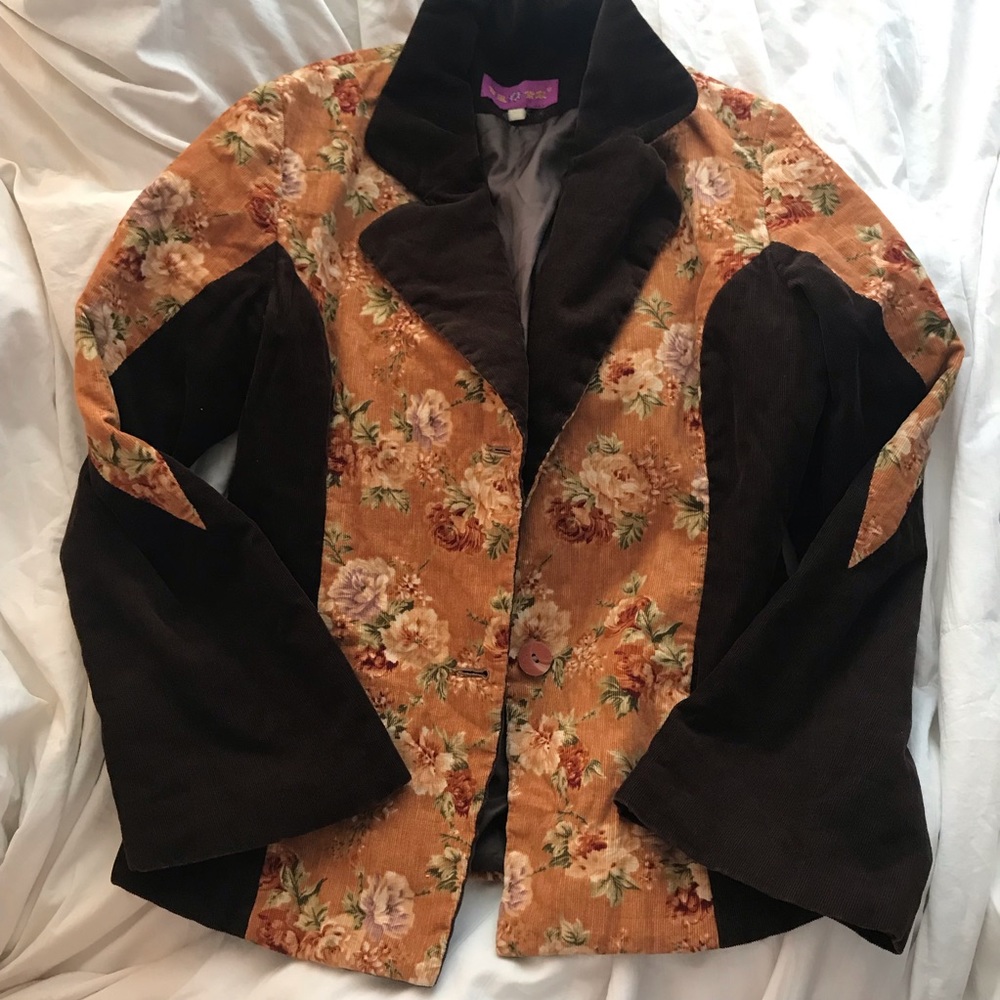 Vintage floral corduroy blazer